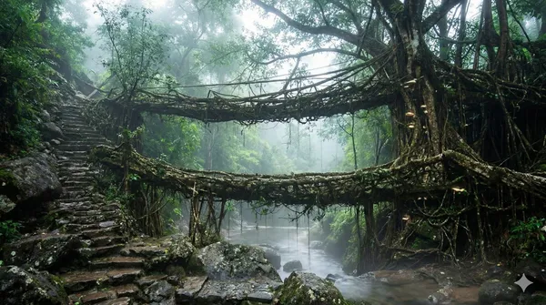Tourist attraction near Shillong - Double Decker Living Root Bridge